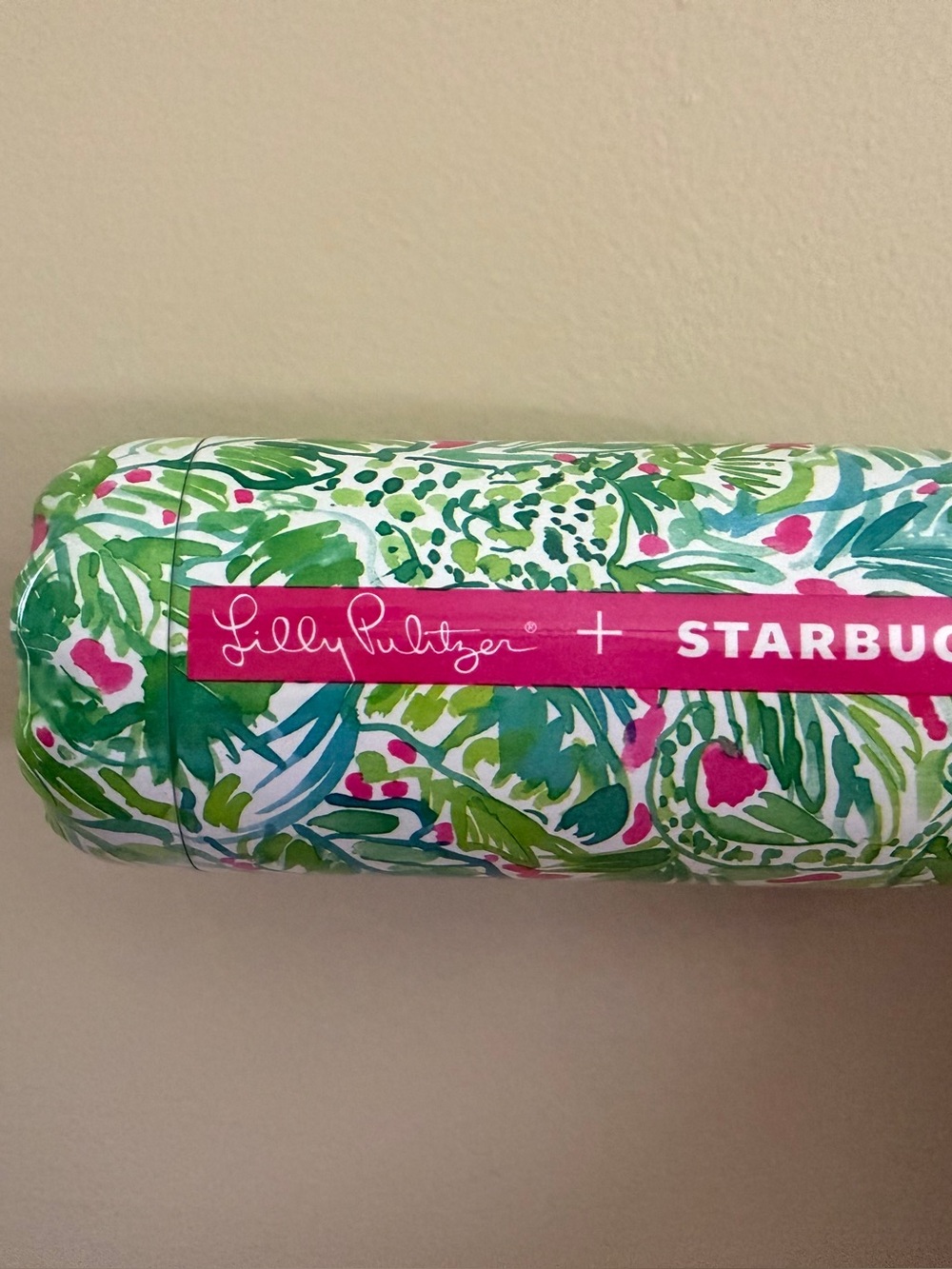 Lilly Pulitzer Floral Tumbler — Green Pink White Pattern